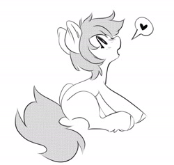 Size: 2400x2277 | Tagged: safe, artist:opalacorn, oc, oc only, earth pony, pony, dark genitals, heart, looking up, male, nudity, pictogram, simple background, sitting, solo, speech bubble, spoken heart, stallion, white background