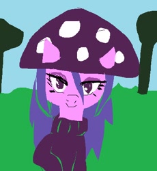 Size: 452x492 | Tagged: safe, artist:buttercupsaiyan, oc, oc only, oc:jellycap, mushroom pony, original species, ms paint, mushroom, outdoors, solo