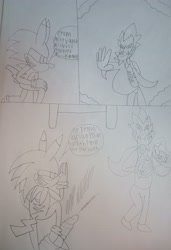 Size: 2682x3917 | Tagged: safe, artist:elijahzx360, alphabittle blossomforth, g5, charging, fight, pushback, shockwave, sonichu, traditional art