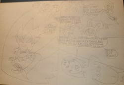 Size: 4096x2834 | Tagged: safe, artist:elijahzx360, alphabittle blossomforth, g5, charge, chris chan, flying, gibberish, powers, sonichu, traditional art