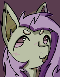 Size: 524x680 | Tagged: safe, artist:blaze_x2, fluttershy, bat pony, pony, g4, bat ponified, bust, dark background, flutterbat, looking at you, race swap, solo