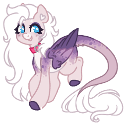 Size: 1000x1000 | Tagged: safe, artist:kazmuun, oc, oc only, oc:harlow, pegasus, pony, beanbrows, blue eyes, blush lines, blushing, chibi, coat markings, collar, colored belly, colored eyebrows, colored hooves, colored lineart, colored pinnae, countershading, eyebrows, eyelashes, eyeshadow, facial markings, female, female oc, heart, heart ears, heart eyes, hooves, leonine tail, long mane, long tail, looking back, makeup, mare, mare oc, pale belly, pegasus oc, pink coat, purple eyeshadow, purple hooves, raised leg, signature, simple background, snip (coat marking), solo, standing on three hooves, tail, transparent background, white belly, white mane, white pupils, white tail, wingding eyes