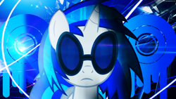 Size: 1024x576 | Tagged: safe, artist:mirai-digi, dj pon-3, vinyl scratch, pony, unicorn, g4, female, horn, mare, wallpaper