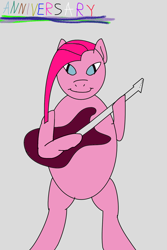 Size: 1200x1800 | Tagged: safe, artist:badluck dice, derpibooru exclusive, pinkie pie, earth pony, pony, rainbow rocks 10th anniversary, g4, anniversary, bipedal, female, guitar, mare, musical instrument, pinkamena diane pie, solo