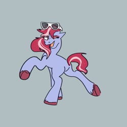 Size: 2000x2000 | Tagged: safe, artist:dandeesaturn, sugar moonlight, earth pony, pony, g5, female, gray background, mare, simple background, solo, sunglasses, unitober 2024