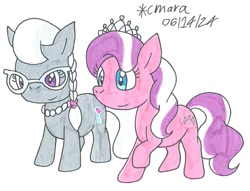 Size: 1174x899 | Tagged: safe, artist:cmara, diamond tiara, silver spoon, earth pony, g4, duo, duo female, female, simple background, white background