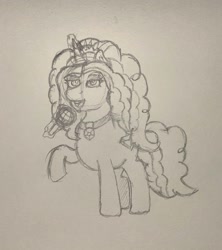 Size: 2660x3000 | Tagged: safe, artist:supersonicrainboom, adagio dazzle, pony, unicorn, rainbow rocks 10th anniversary, g4, female, gem, horn, levitation, looking at you, magic, mare, microphone, monochrome, ponified, siren gem, sketch, solo, telekinesis, traditional art, unicorn adagio dazzle