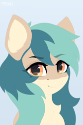 Size: 4000x6000 | Tagged: safe, artist:ponybun341, oc, oc:peacher, pegasus, pony, blue background, bust, looking at you, portrait, simple background, solo