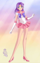 Size: 748x1156 | Tagged: safe, diamond tiara, human, equestria girls, g4, gradient background, high heels, sailor moon, sailor moon (series), sailor senshi maker, shoes, solo