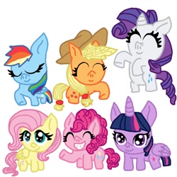 Size: 1000x1000 | Tagged: safe, artist:juarezdejesus, applejack, fluttershy, pinkie pie, rainbow dash, rarity, twilight sparkle, alicorn, g4, mane six, simple background, twilight sparkle (alicorn), white background