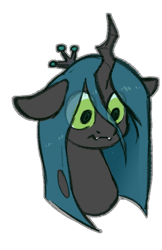 Size: 454x700 | Tagged: safe, artist:itsspoops, queen chrysalis, changeling, pony, my little pony the movie: the death of twilight sparkle, g4, crown, cute, cute little fangs, fangs, female, floppy ears, jewelry, mare, regalia, simple background, solo, transparent background