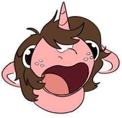 Size: 910x883 | Tagged: safe, artist:aliceg, oc, oc only, oc:milky chance, pony, unicorn, freckles, funny, horn, meme, open mouth, silly, simple background, solo, transparent background, wat