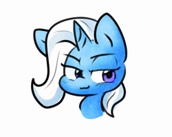 Size: 983x781 | Tagged: safe, artist:zutcha, trixie, pony, unicorn, g4, :3, bust, female, horn, lidded eyes, mare, simple background, solo, white background