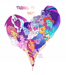 Size: 2092x2347 | Tagged: safe, artist:peachmichea, allura, alphabittle blossomforth, cloudpuff, hitch trailblazer, izzy moonbow, jazz hooves, misty brightdawn, opaline arcana, pipp petals, posey bloom, queen haven, sparky sparkeroni, sunny starscout, twitch (g5), zipp storm, alicorn, aq bars, big cat, dog, dragon, earth pony, flying pomeranian, leopard, pegasus, pomeranian, pony, rabbit, snow leopard, unicorn, g5, animal, artificial horn, artificial wings, augmented, baby, baby dragon, end of g5, female, grin, heart, horn, magic, magic horn, magic wings, male, mane five, mane seven (g5), mane six (g5), mane stripe sunny, mare, no pupils, one eye closed, race swap, rebirth misty, signature, simple background, smiling, stallion, sunnycorn, white background, winged big cat, winged dog, wings