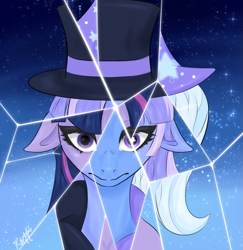 Size: 1441x1480 | Tagged: safe, artist:kurppi, trixie, twilight sparkle, oc, oc:flawless sparklemoon, pony, my little pony the movie: the death of twilight sparkle, g4, flawless, fragments, fusion, fusion:trixie, fusion:twilight sparkle, fusion:twixie, shipping, starry eyes, wingding eyes