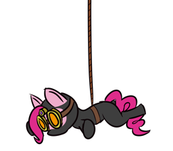 Size: 2372x2074 | Tagged: safe, pinkie pie, earth pony, pony, g4, goggles, ninja, pinkie spy, rope, solo