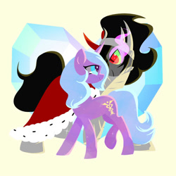 Size: 1000x1000 | Tagged: safe, artist:duvivi, idw, king sombra, radiant hope, pony, unicorn, g4, crystal heart, female, horn, male, mare, ship:hopebra, shipping, sombra eyes, stallion, straight