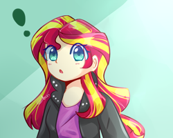 Size: 1280x1024 | Tagged: safe, artist:cheerymoon2017, sunset shimmer, human, equestria girls, g4, :o, blushing, bust, cute, exclamation point, female, human coloration, looking at you, open mouth, shimmerbetes, solo