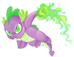 Size: 2548x1955 | Tagged: safe, artist:dragonfoxgirl, spike, dragon, g4, angry, badass, badass spike, dragonfire, epic spike, fire, green fire, grumpy spike, male, pyromancy, simple background, slit pupils, solo, transparent background, wingless spike