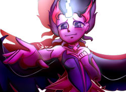 Size: 2025x1483 | Tagged: safe, artist:paintcoloryt, sci-twi, twilight sparkle, equestria girls, g4, my little pony equestria girls: friendship games, bare shoulders, colored pupils, female, midnight sparkle, reaching, sad, scene interpretation, simple background, sleeveless, smiling, solo, strapless, teary eyes, white background