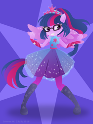 Size: 2112x2816 | Tagged: safe, artist:lavenderrain24, sci-twi, twilight sparkle, alicorn, equestria girls, equestria girls specials, g4, my little pony equestria girls: better together, my little pony equestria girls: forgotten friendship, alicornified, clothes, female, glasses, ponied up, race swap, sailor mercury pose, sci-twilicorn, smiling, solo, super ponied up