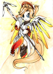 Size: 2082x2880 | Tagged: safe, artist:pingwinowa, pony, female, mare, mercy, overwatch, ponified, solo