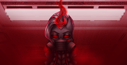 Size: 3528x1818 | Tagged: safe, artist:darklight1315, pony of shadows, oc, oc only, oc:decline, oc:reaper, fallout equestria, g4, fallout, fallout 2, fallout equestria: mayday, frank horrigan, magic, red eyes, respirator, smoke, solo