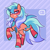 Size: 3000x3000 | Tagged: safe, artist:3ggmilky, part of a set, oc, oc only, earth pony, pony, g4, adoptable, blank flank, blue hooves, body markings, bushy tail, coat markings, colored hooves, colored horns, colored pupils, corrupted, corrupted gem, crossover fusion, cut horn, earth pony oc, eyelashes, facial markings, female, female oc, fluffy mane, fluffy tail, fusion, fusion:jasper (steven universe), fusion:trixie, gradient mane, gradient tail, grin, high res, hooves, horns, leg markings, leg stripes, lidded eyes, long mane, long tail, looking at you, looking down, mare, mare oc, orange coat, outline, passepartout, pink eyes, purple eyes, purple pupils, purple text, raised hoof, raised leg, signature, smiling, solo, spoilers for another series, square pupils, standing on two hooves, steven universe, steven universe future, striped background, stripes, tail, three quarter view