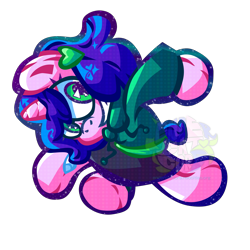 Size: 3840x3840 | Tagged: safe, artist:endercatcore, oc, oc only, oc:artshine aura, original species, plush pony, pony, unicorn, glasses, gradient lineart, horn, nonbinary oc, plushie, simple background, smiling, solo, sonic adventure, sonic the hedgehog (series), transparent background, unicorn oc, watermark