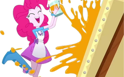 Size: 4026x2520 | Tagged: safe, edit, edited screencap, editor:mrtoonlover83, screencap, pinkie pie, equestria girls, g4, my little pony equestria girls: summertime shorts, the art of friendship, apron, background removed, boots, clothes, female, high heel boots, needs more jpeg, not a vector, painting, shoes, simple background, solo, transparent background