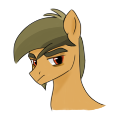 Size: 1024x1024 | Tagged: safe, artist:victoria_nik, oc, oc only, oc:alexon neal, earth pony, pony, bags under eyes, beard, colored sketch, facial hair, male, red eyes, simple background, sketch, solo, stallion, white background