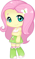 Size: 1757x2994 | Tagged: safe, artist:yuuabyss, fluttershy, equestria girls, g4, chibi, female, simple background, smiling, solo, transparent background