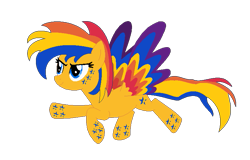 Size: 771x492 | Tagged: safe, artist:brightstar40k, oc, oc only, oc:flare spark, pegasus, g4, female, pegasus oc, rainbow power, simple background, solo, transparent background