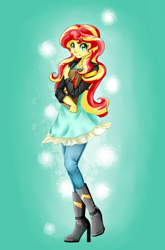 Size: 1600x2425 | Tagged: safe, artist:hanipootossukka19, sunset shimmer, equestria girls, g4, book, clothes, female, jacket, journal, leather, leather jacket, solo