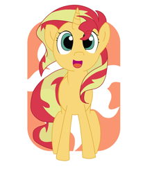 Size: 2291x2618 | Tagged: safe, artist:neku91, sunset shimmer, pony, unicorn, g4, abstract background, cute, female, horn, mare, open mouth, shimmerbetes, solo