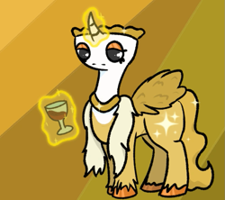 Size: 733x651 | Tagged: safe, artist:zhonva, part of a set, alicorn, pony, alcohol, cup, dandy's world, female, glass, horn, mare, ponified, roblox, rule 85, solo, teacup, teagan (dandy's world), unshorn fetlocks, wat, wine, wine glass, wings