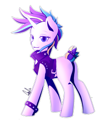 Size: 1049x1180 | Tagged: safe, artist:paintcoloryt, rarity, pony, unicorn, g4, alternate hairstyle, clothes, female, horn, jacket, mare, missing cutie mark, punk, raripunk, simple background, solo, transparent background