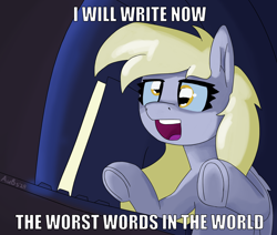 Size: 3000x2547 | Tagged: safe, artist:aubs, edit, derpy hooves, pegasus, pony, g4, computer, newbie artist training grounds, solo, text