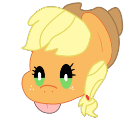 Size: 1377x1405 | Tagged: safe, artist:demonpuss, artist:jadeharmony, earth pony, pony, :p, applejack day, applejack's hat, chibi, cowboy hat, female, freckles, hat, mare, simple background, solo, tongue out, transparent background