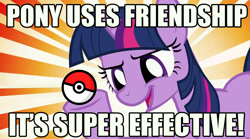 Size: 1024x568 | Tagged: safe, edit, edited screencap, screencap, twilight sparkle, pony, unicorn, a bird in the hoof, g4, my little pony: friendship is magic, caption, dialogue, female, horn, image macro, mare, meme, open mouth, poké ball, pokémon, solo, text, unicorn twilight