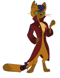 Size: 1900x2434 | Tagged: safe, artist:gmaplay, capper dapperpaws, abyssinian, anthro, g4, ballet slippers, chest fluff, clothes, coat, male, simple background, solo, transparent background