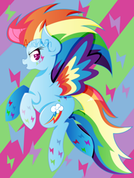 Size: 828x1093 | Tagged: safe, artist:audreen, rainbow dash, pegasus, pony, g4, abstract background, female, mare, open mouth, open smile, rainbow power, smiling, solo