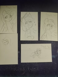 Size: 1538x2048 | Tagged: safe, artist:taurson, applejack, derpy hooves, fluttershy, earth pony, pegasus, pony, g4, female, grin, mare, pencil drawing, photo, smiling, traditional art, trio