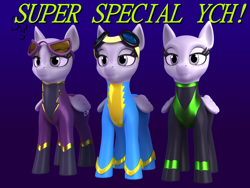 Size: 1920x1440 | Tagged: safe, artist:argos90, pegasus, pony, 3d, 3d model, clothes, commission, costume, gradient background, shadowbolts uniform, trio, uniform, washouts uniform, wonderbolts uniform, your character here