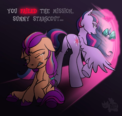 Size: 1000x950 | Tagged: safe, artist:plumpony, sunny starscout, twilight sparkle, alicorn, earth pony, pony, g4, g5, adventure in the comments, bad end, butt, crying, crystal, earth pony crystal, end of g5, featureless crotch, female, floppy ears, g4 to g5, g5 drama, generation leap, height difference, horn, magic, mane stripe sunny, mare, meme, older, older twilight, older twilight sparkle (alicorn), out of character, pegasus crystal, plot, portal, princess twilight 2.0, sad, sitting, spread wings, sunny and her heroine, sunny sadscout, tall, that magic was not yours to give, twilight sparkle (alicorn), unicorn crystal, unity crystals, unshorn fetlocks, wings