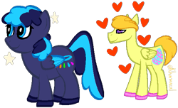 Size: 563x342 | Tagged: safe, artist:kharmacal, oc, oc only, pegasus, pony, colored hooves, colored lineart, duo, heart, hooves, ponified, simple background, transparent background