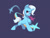 Size: 4000x3000 | Tagged: safe, artist:drtuo4, trixie, pony, unicorn, g4, ear fluff, female, grin, high res, hoof on chest, horn, looking at you, mare, purple background, simple background, smiling, smiling at you, solo, stars