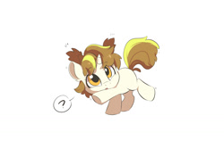 Size: 3000x2000 | Tagged: safe, artist:drtuo4, oc, oc only, oc:dr tuo, pony, unicorn, :o, female, filly, foal, horn, motion lines, open mouth, pointing, question mark, simple background, solo, speech bubble, white background, younger