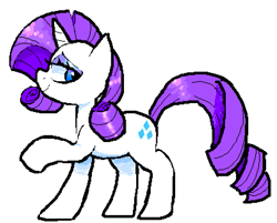 Size: 811x653 | Tagged: safe, artist:deerie, rarity, pony, unicorn, g4, horn, ms paint, pixel-crisp art, simple background, smiling, smirk, solo, standing, white background