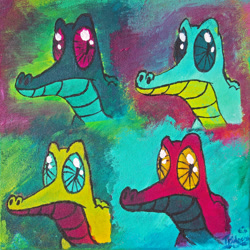 Size: 2527x2527 | Tagged: safe, artist:tridgeon, gummy, alligator, g4, acrylic painting, andy warhol, male, solo, traditional art